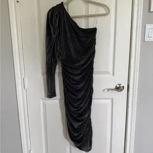 ANDREE BY UNIT | Dresses | Andree By Unit Black And Silver Ruched One  Shoulder Dress | Poshmark